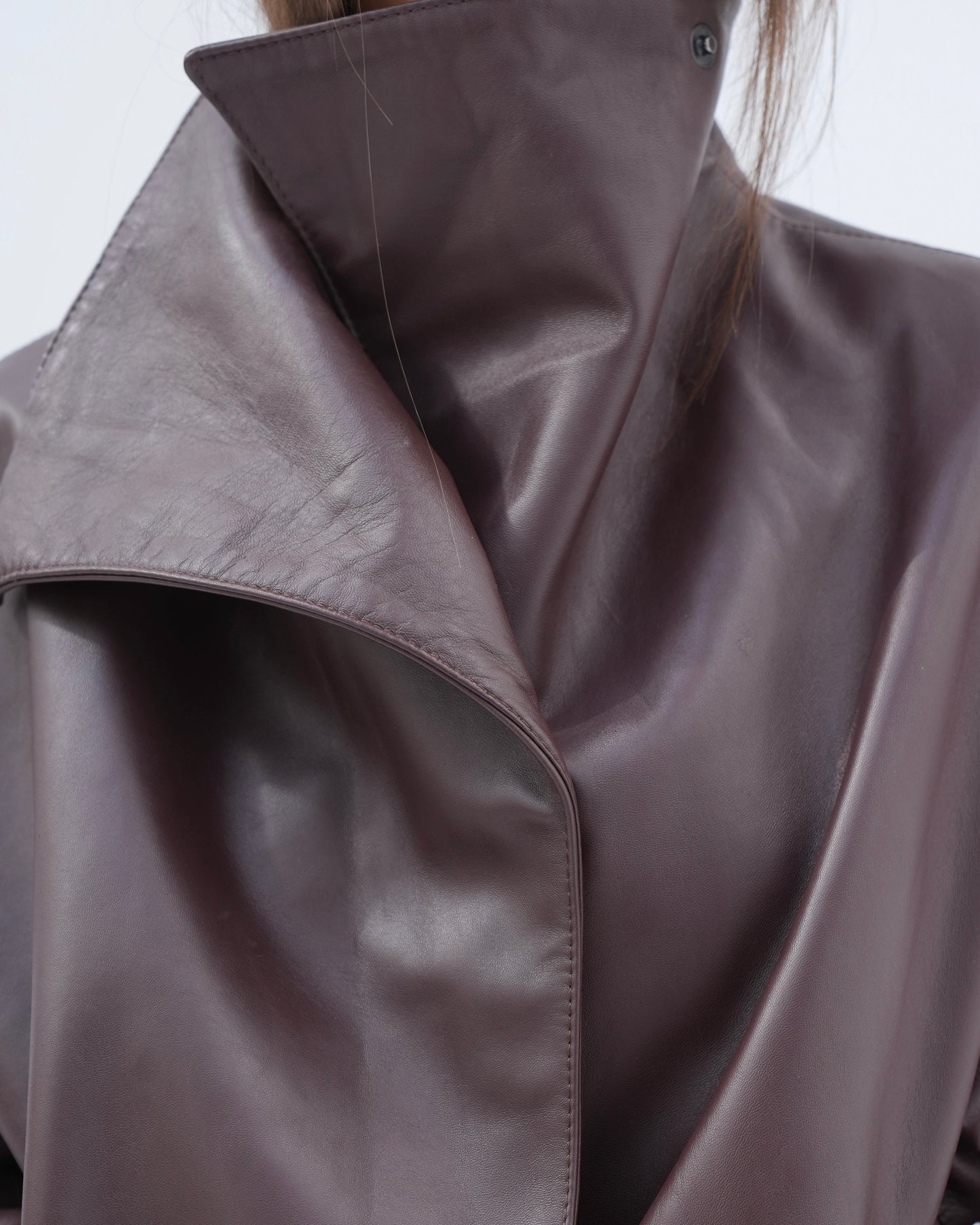 Calfskin High-Collar Jacket brown
