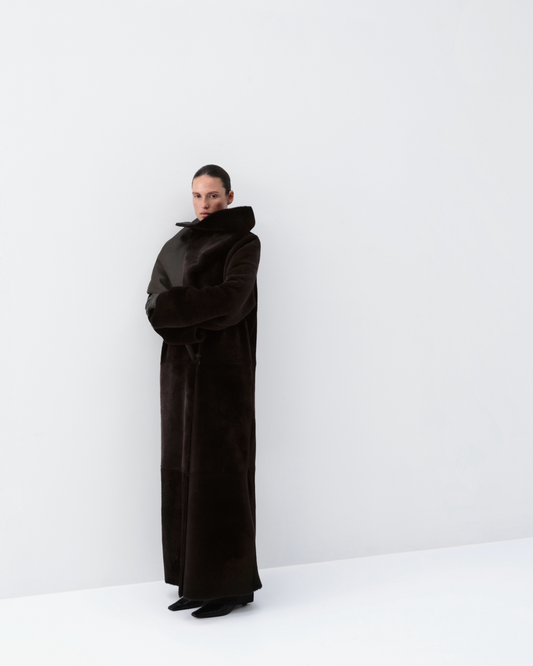 Architectural Shearling Coat long