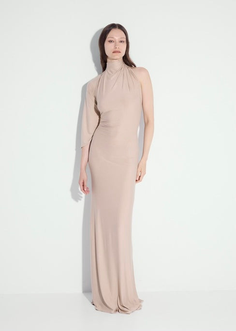 One-Shoulder Draped Dress in beige Diana Milkanova One-Shoulder Draped Dress in beige Diana Milkanova