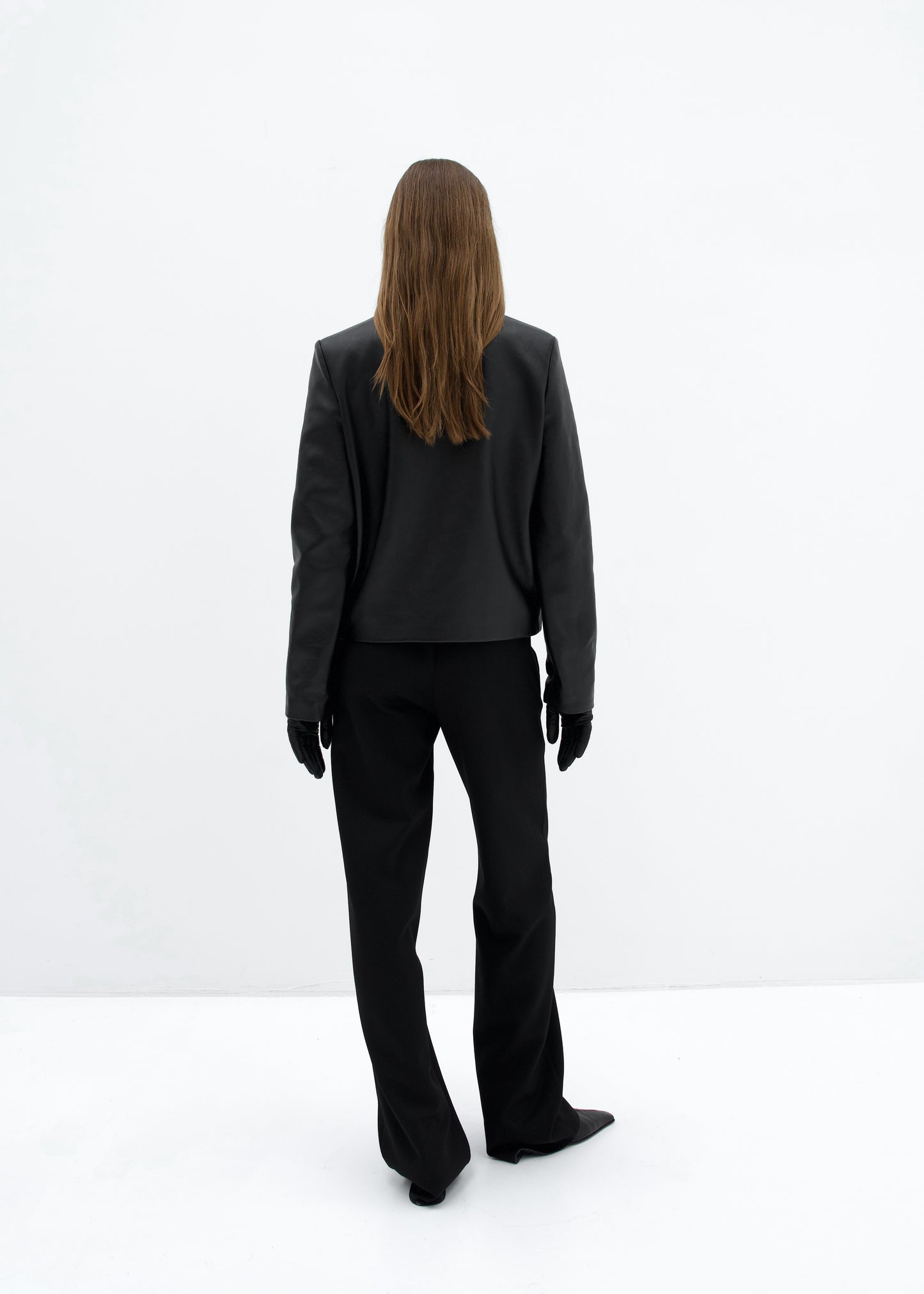 Structured Stand-Collar Leather jacket