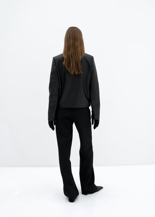 Structured Stand-Collar Leather jacket