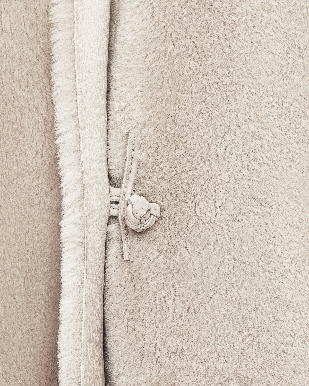 Wrap Shearling Coat in cream