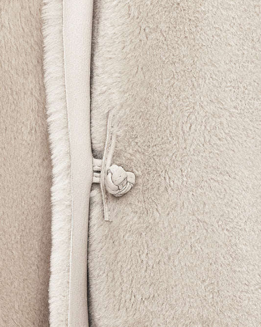 Wrap Shearling Coat in cream