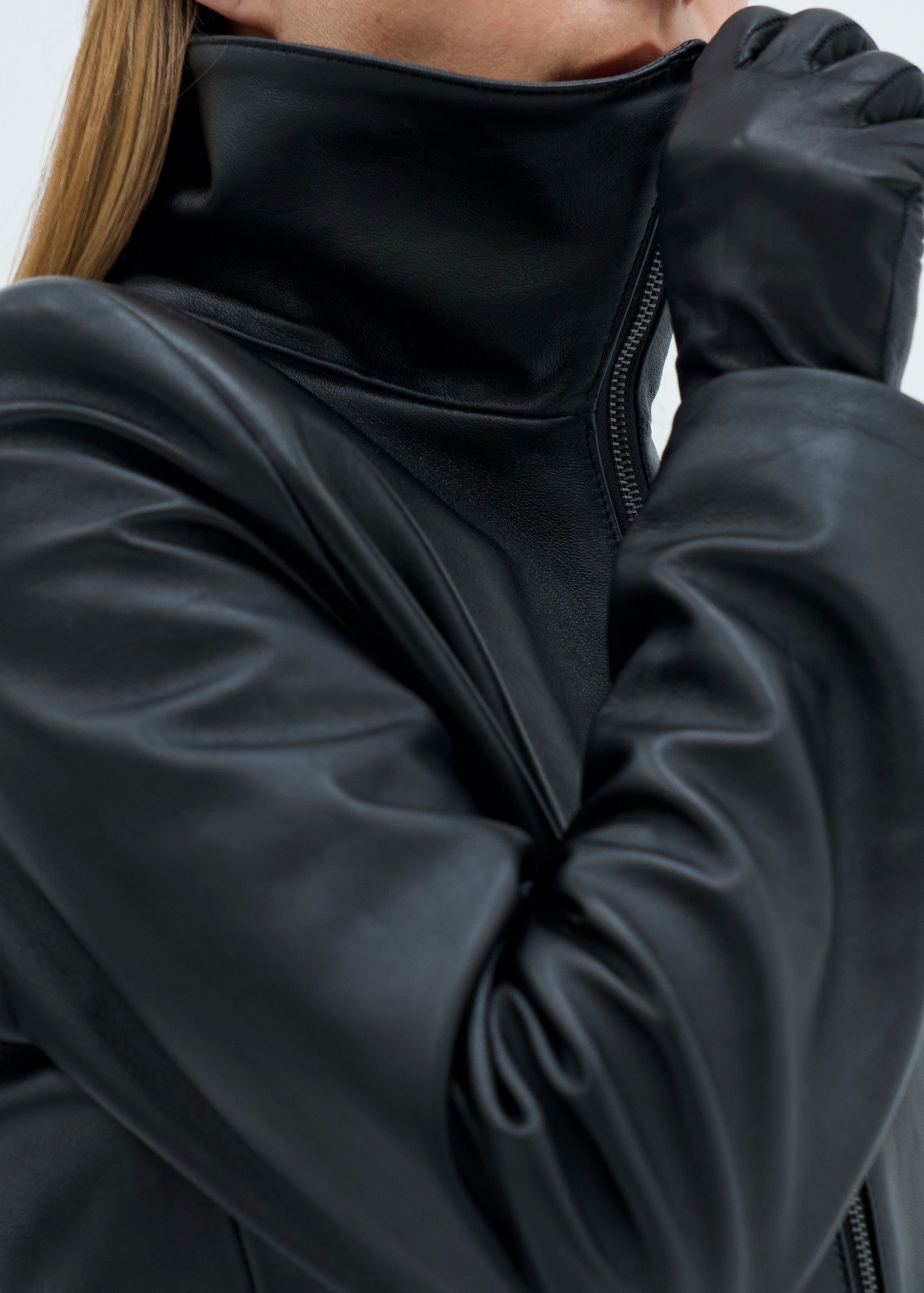 Structured Stand-Collar Leather jacket – Diana Milkanova