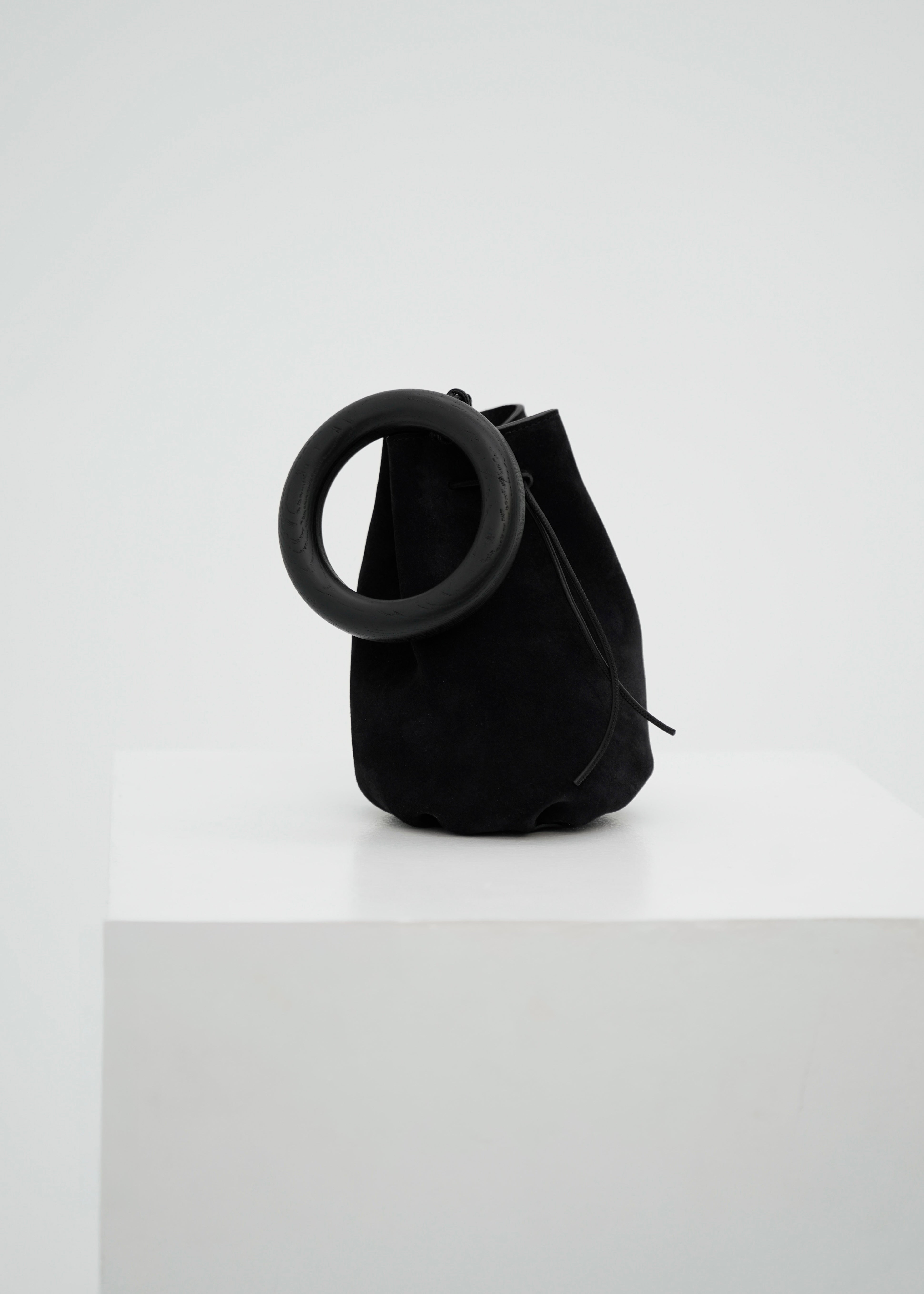 Wood Handle Bag in suede – Diana Milkanova