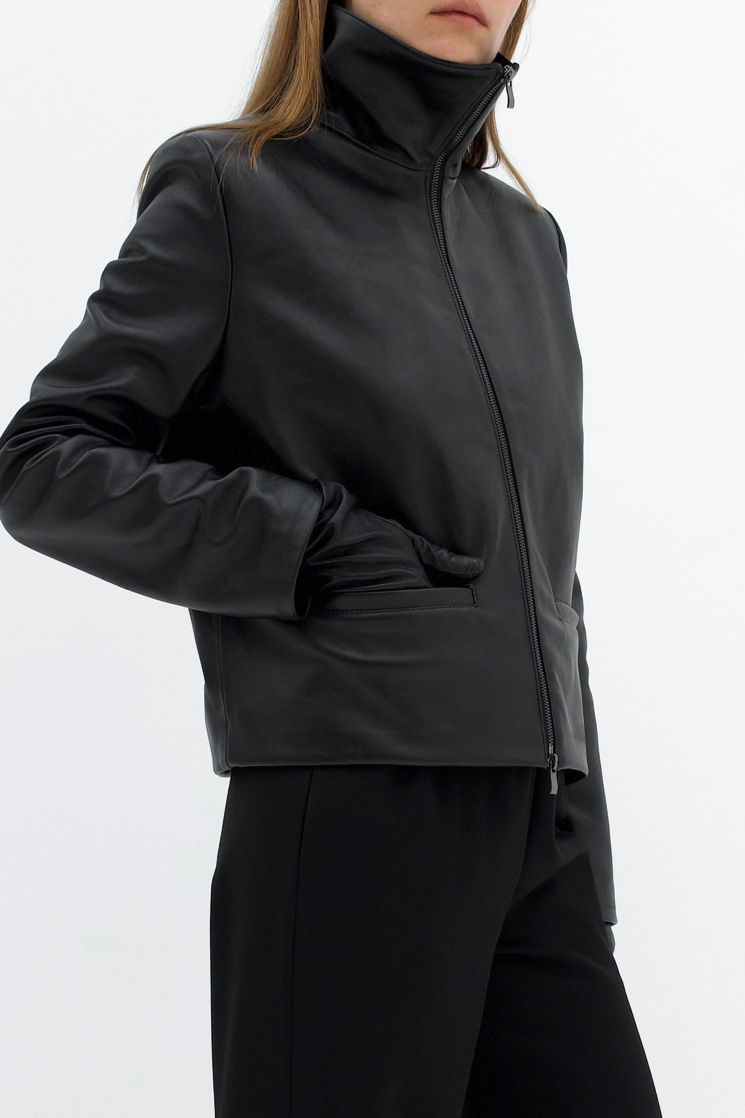 Structured Stand-Collar Leather jacket – Diana Milkanova