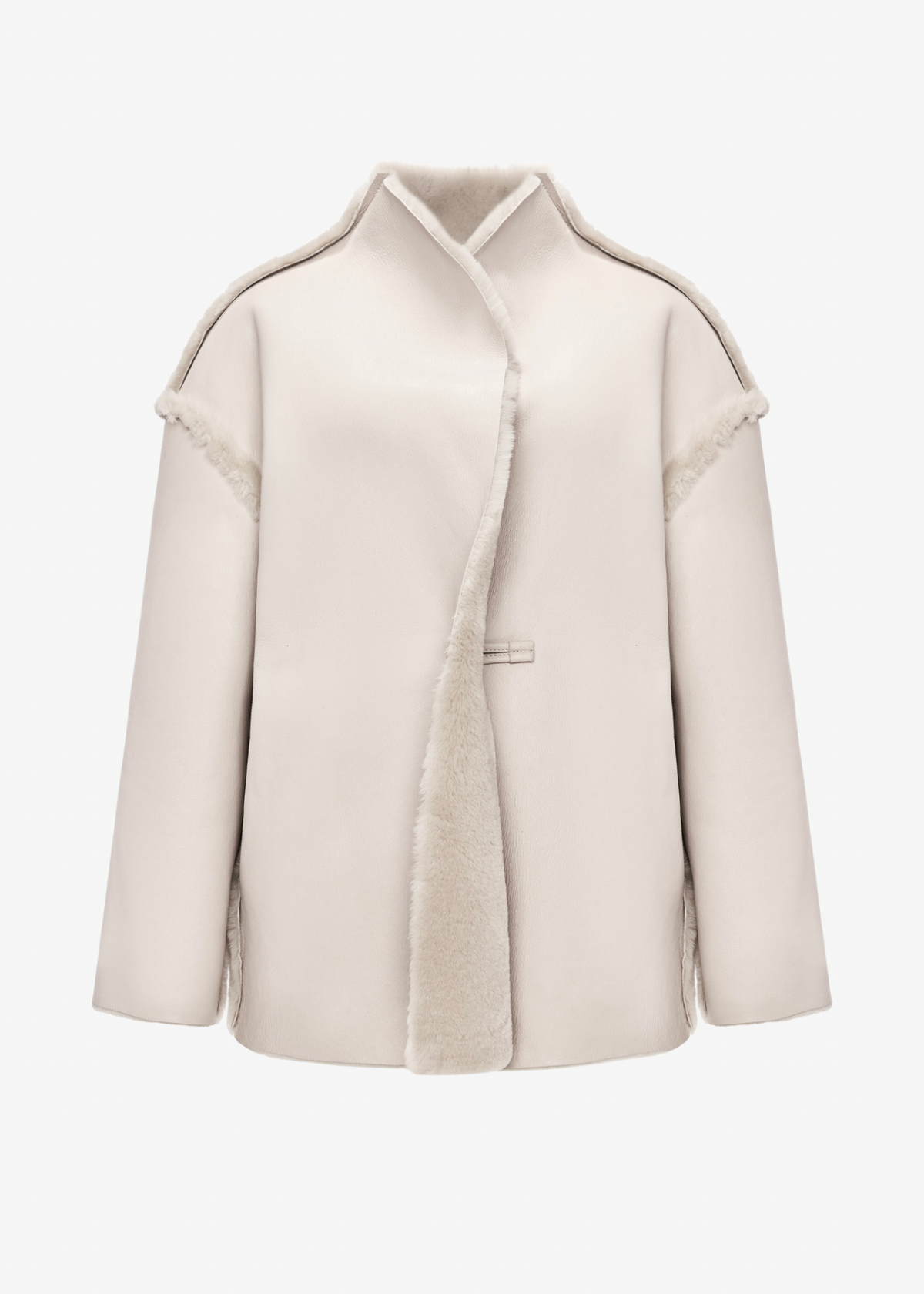 Wrap Shearling Coat in cream