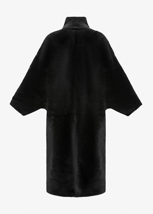 Sculpted Shearling Coat in black
